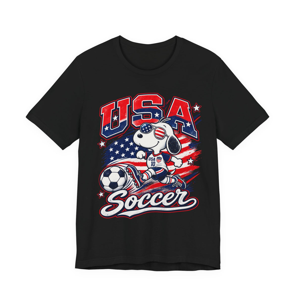 USA Soccer Snoopy T‑Shirt – Patriotic Kids & Fans Soccer Tee