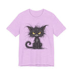 Grumpy Black Cat T‑Shirt — Cute Gothic Cat Tee with Yellow Eyes