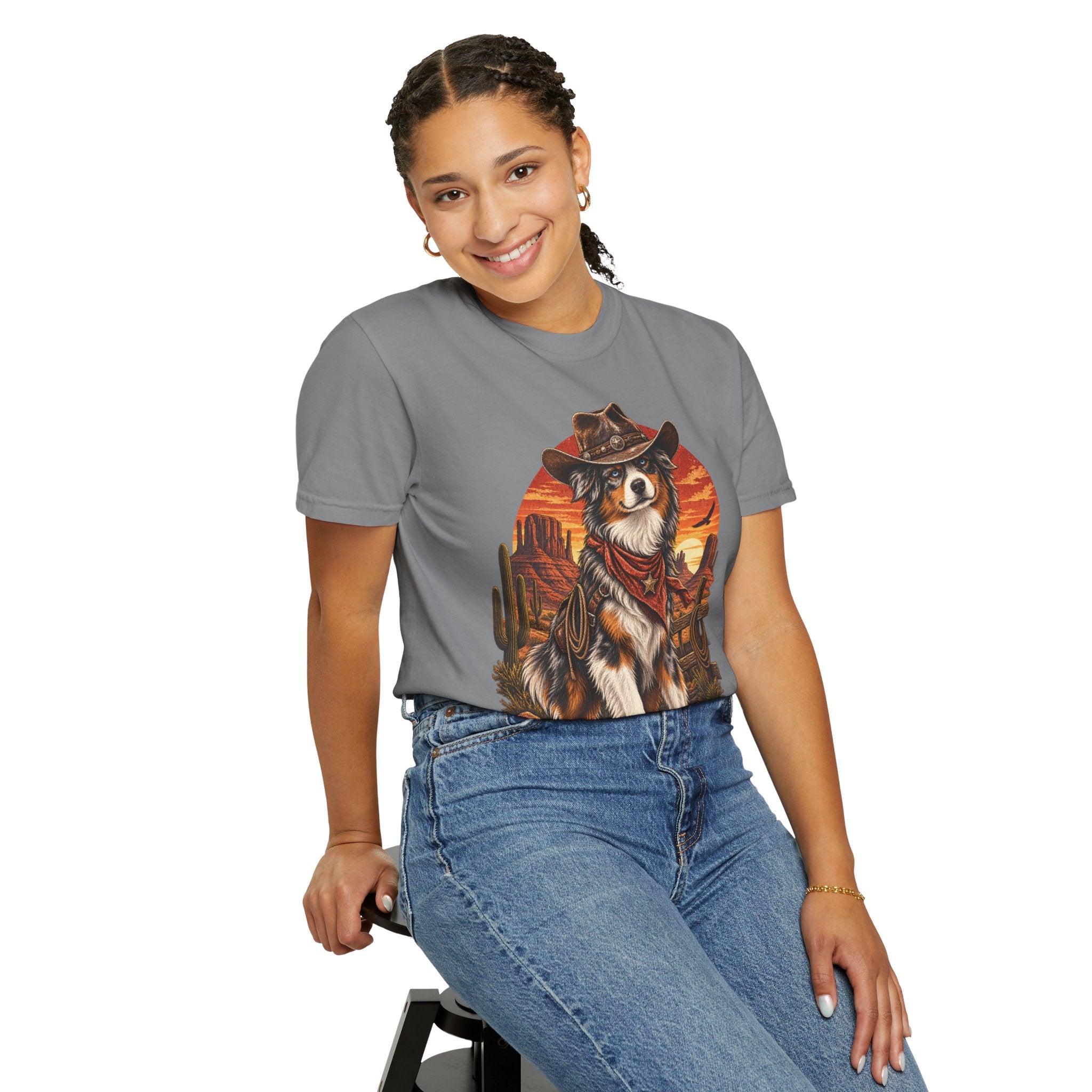 Cowboy Australian Shepherd T-Shirt — Western Dog Graphic Tee