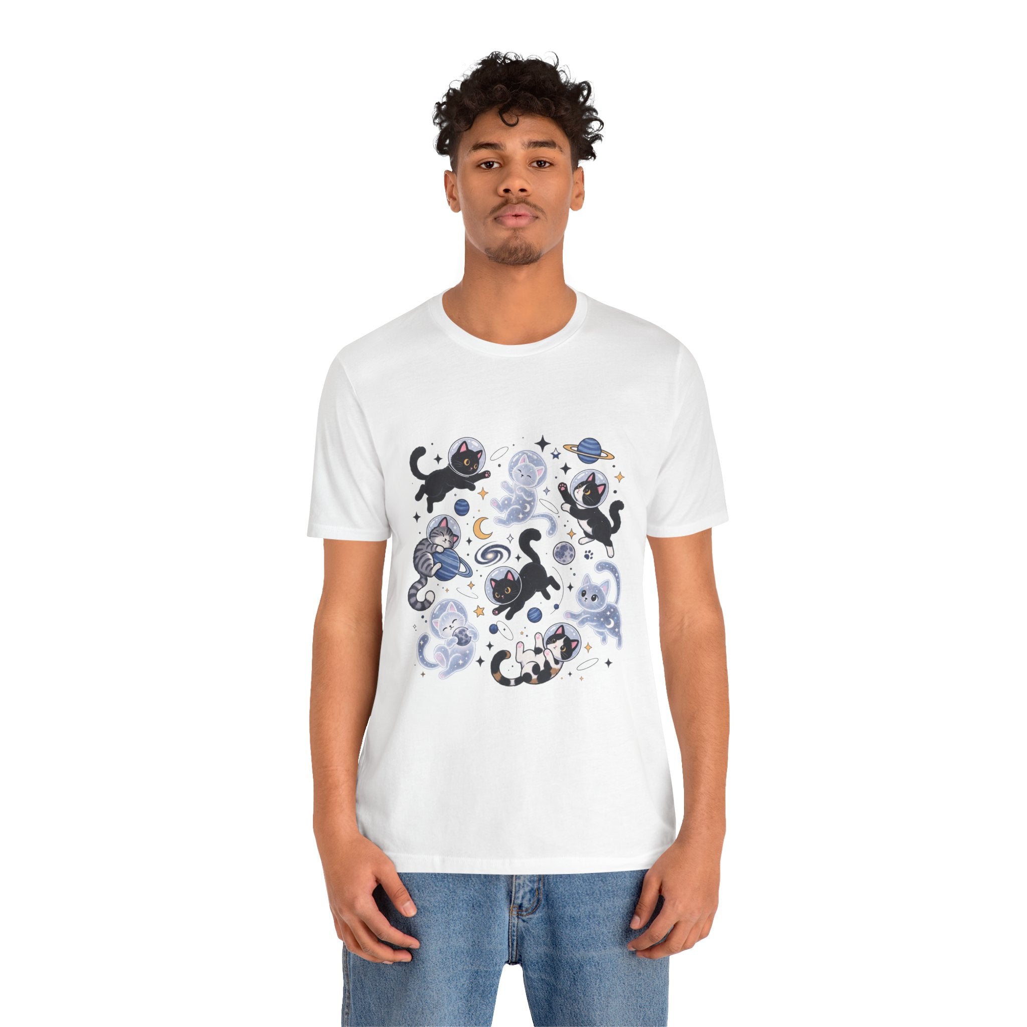 Space Cats Graphic Tee — Cute Cosmic Cat Illustration Shirt