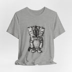 Sad Kitten Illustration T-Shirt — Cute Grayscale Cat Art Tee