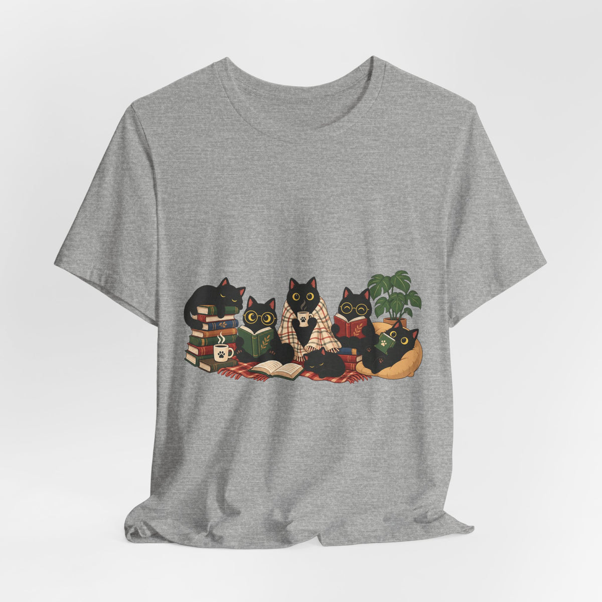 Cat Cozy Crew Tee — Cozy Cats on Blankets Graphic T-Shirt