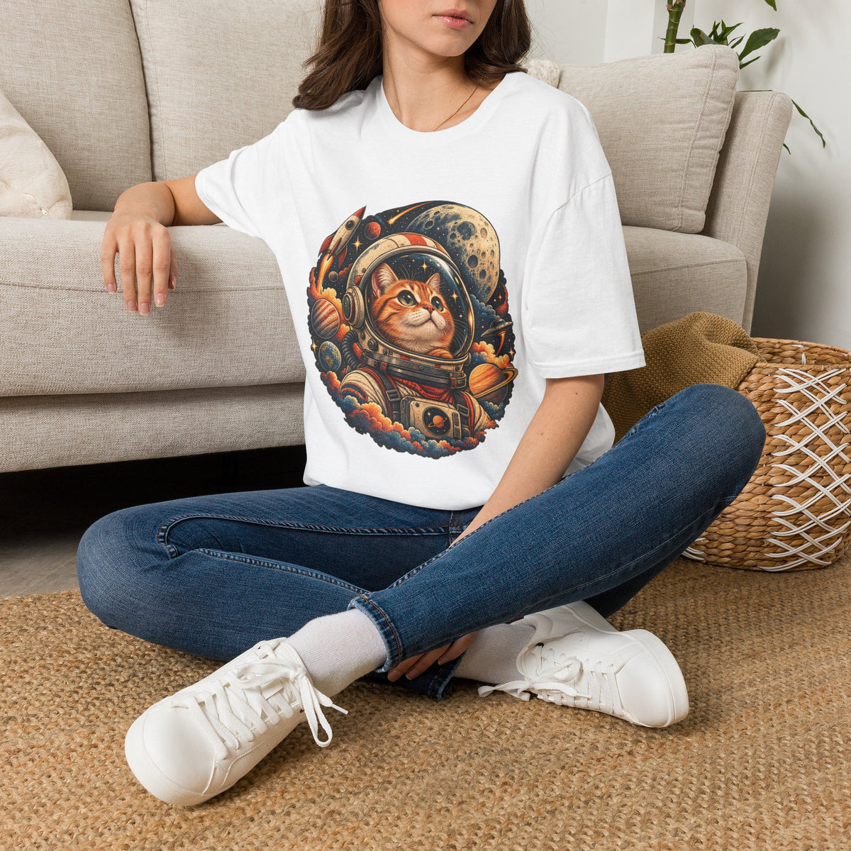 Astronaut Cat T-Shirt — Space Cat Graphic Tee for Cat Lovers