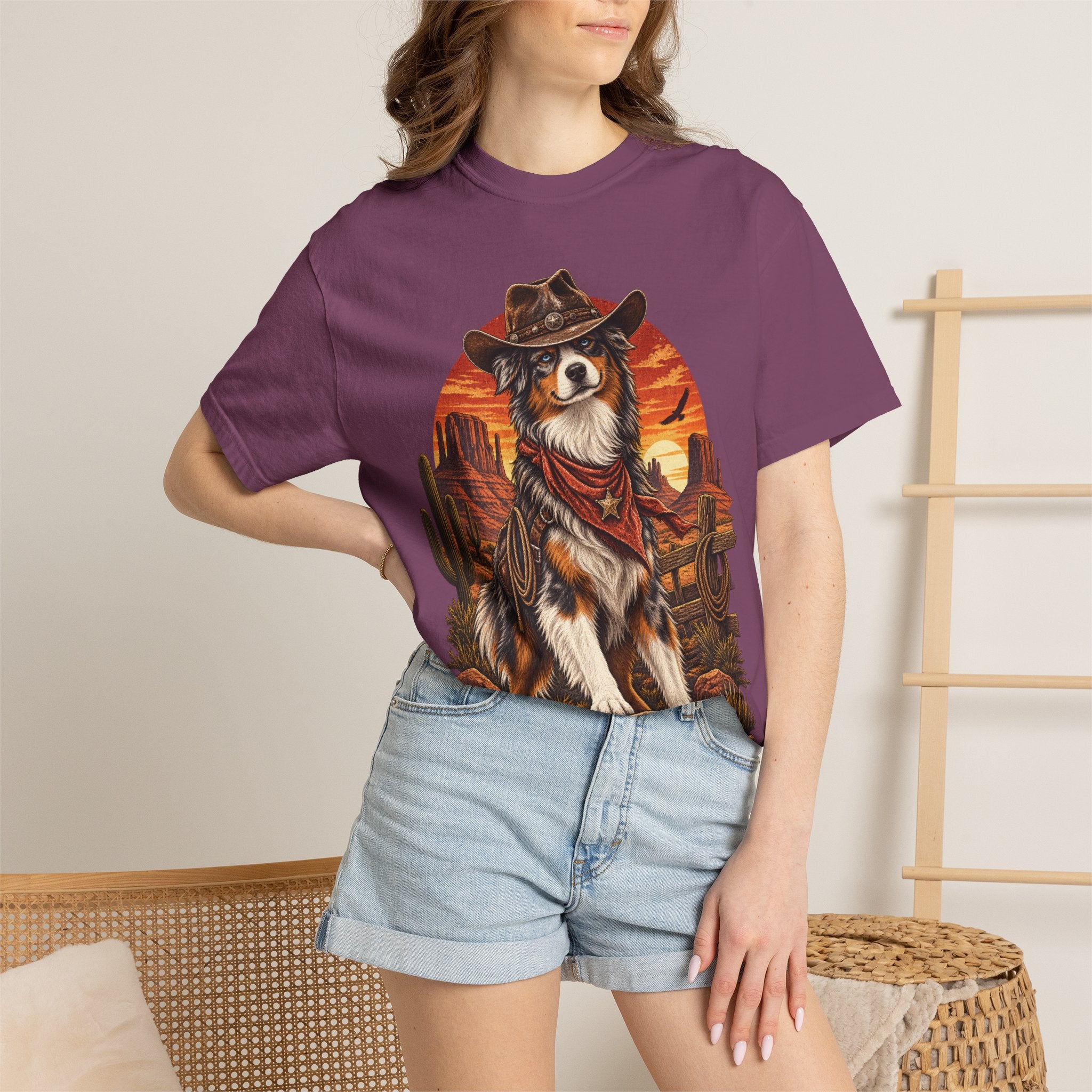 Cowboy Australian Shepherd T-Shirt — Western Dog Graphic Tee