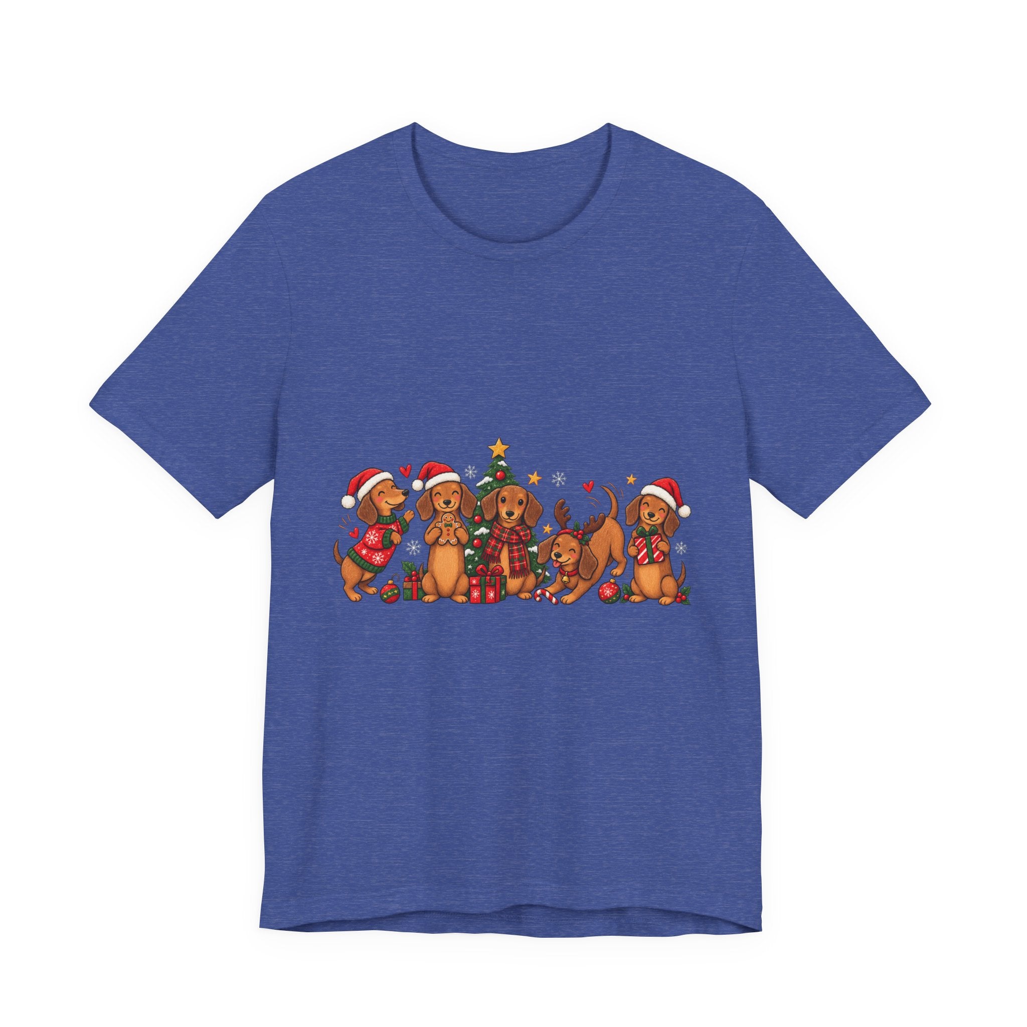 Christmas Dachshund Dogs T-Shirt — Festive Santa Hats & Tree Holiday Tee