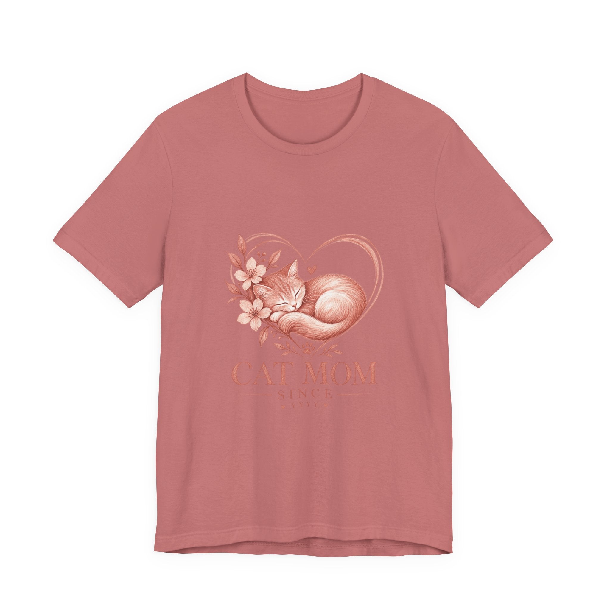 Cat Mom Tee — Floral Heart Cat Mom Since Tee