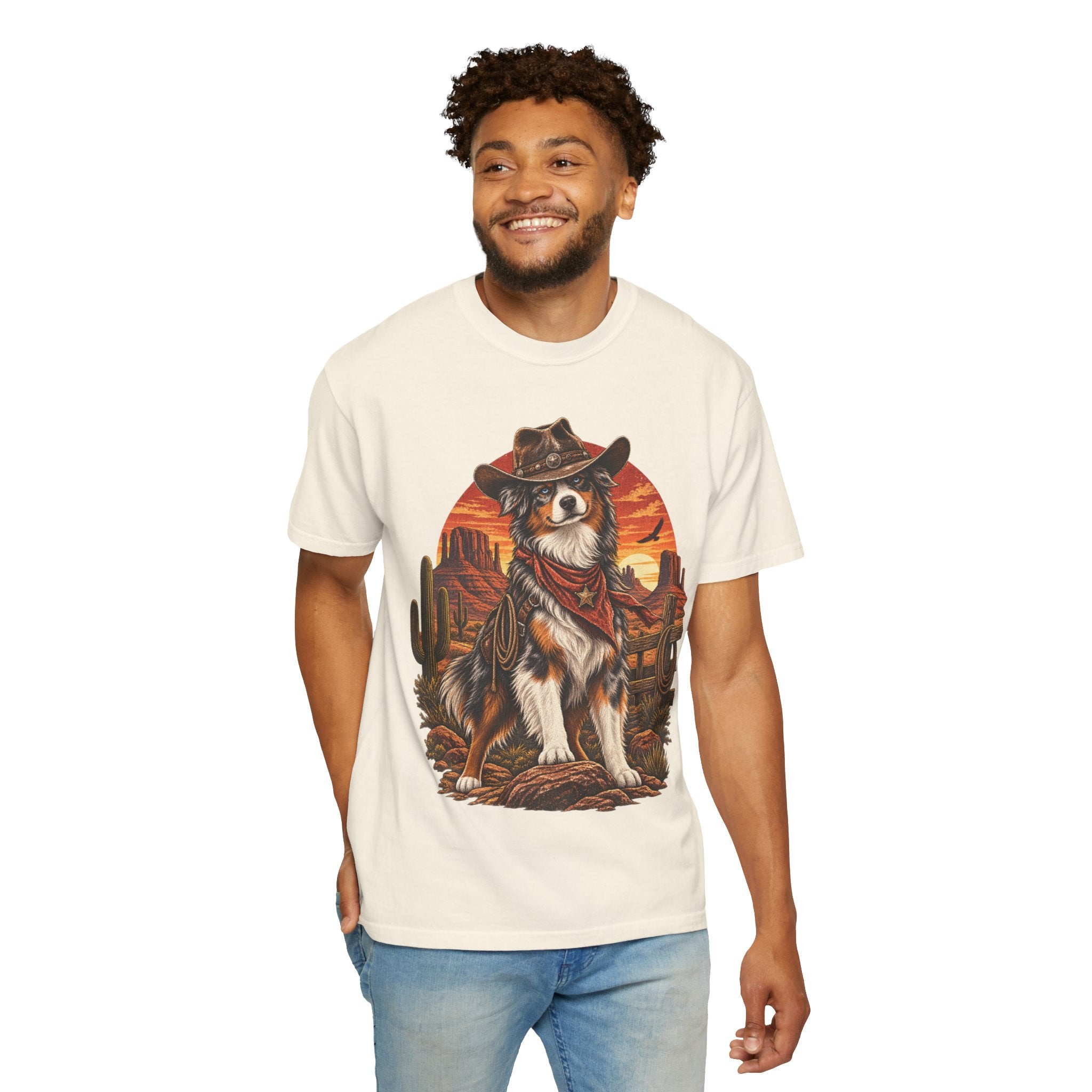 Cowboy Australian Shepherd T-Shirt — Western Dog Graphic Tee