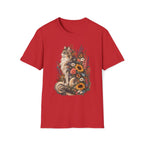 Floral Cat T-Shirt — Sunflower & Wildflower Cat Illustration Tee