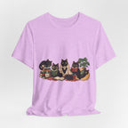 Cat Cozy Crew Tee — Cozy Cats on Blankets Graphic T-Shirt