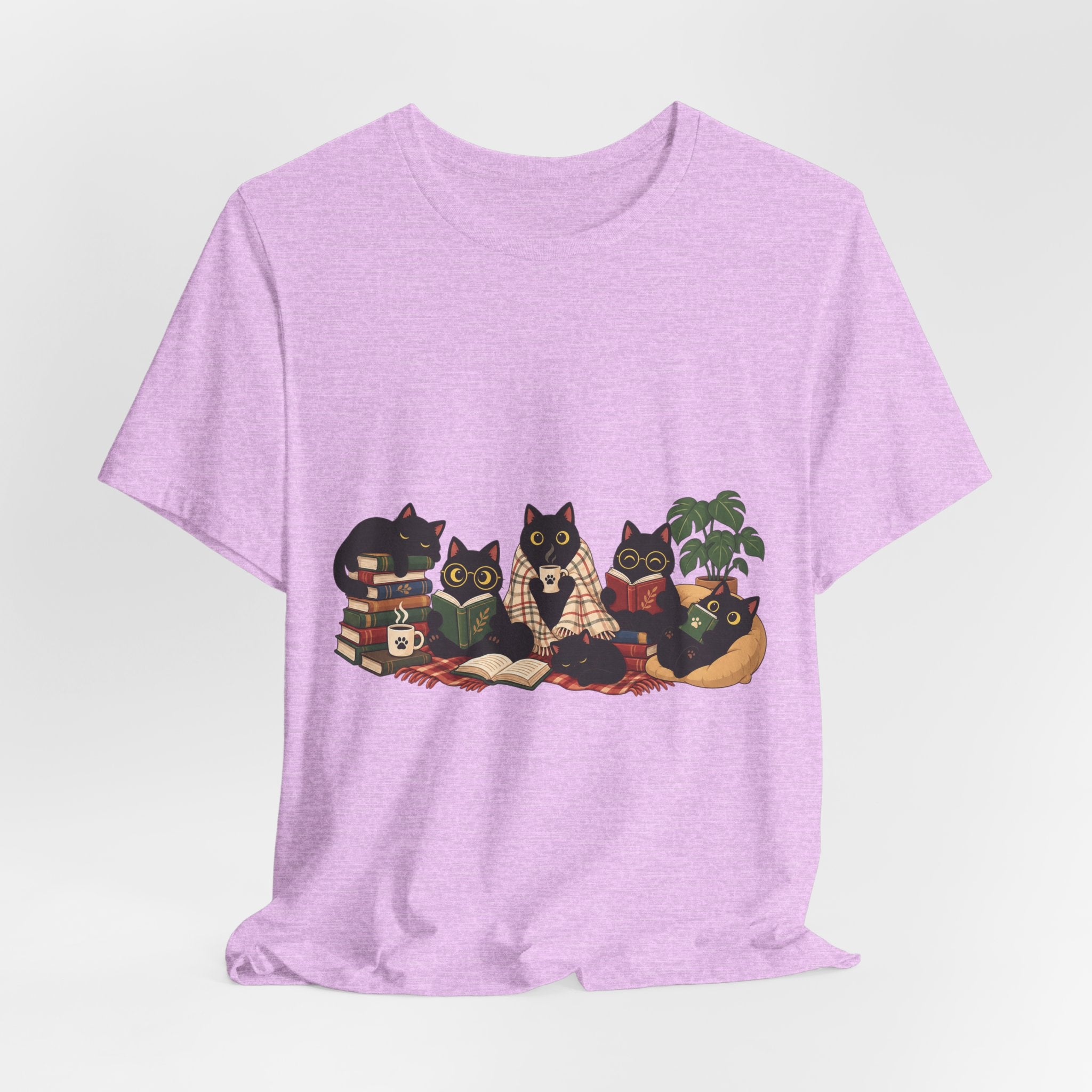 Cat Cozy Crew Tee — Cozy Cats on Blankets Graphic T-Shirt