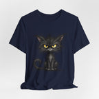 Grumpy Black Cat T‑Shirt — Cute Gothic Cat Tee with Yellow Eyes