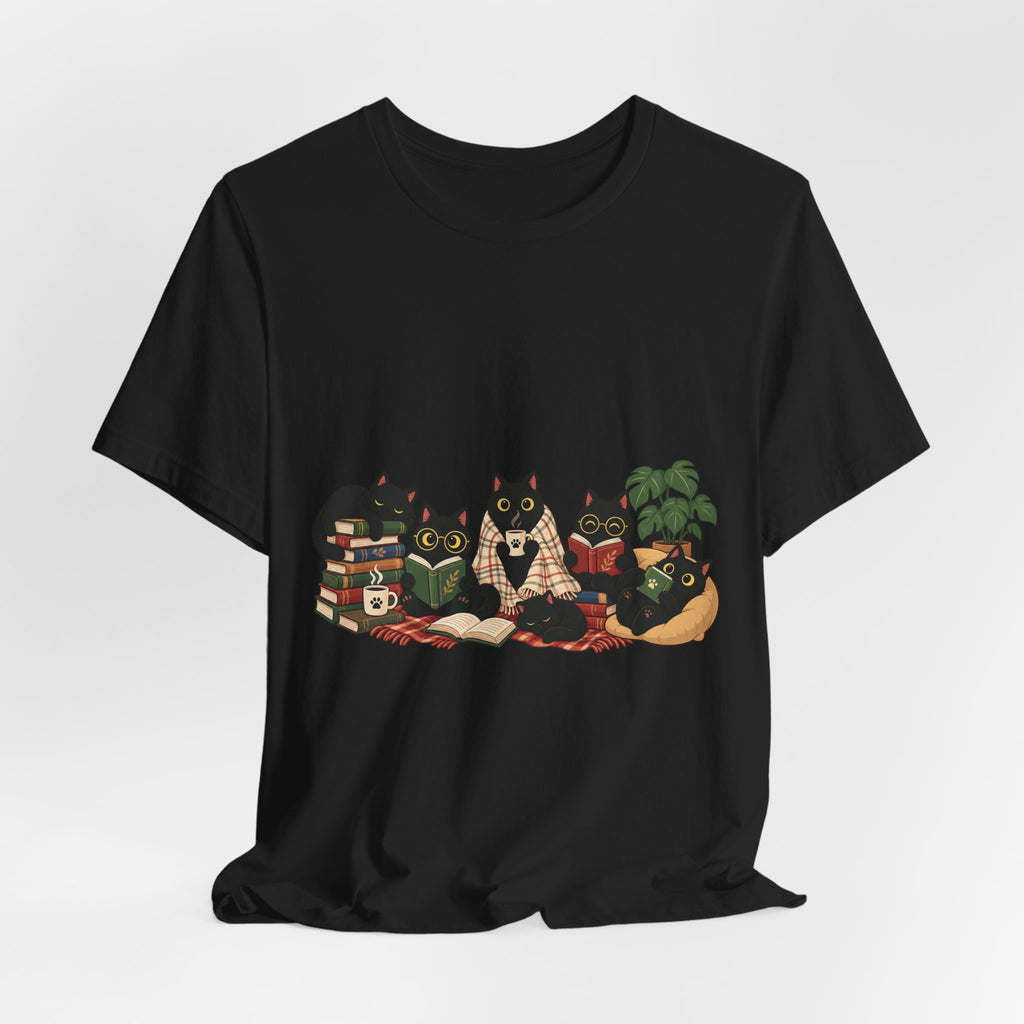 Cat Cozy Crew Tee — Cozy Cats on Blankets Graphic T-Shirt