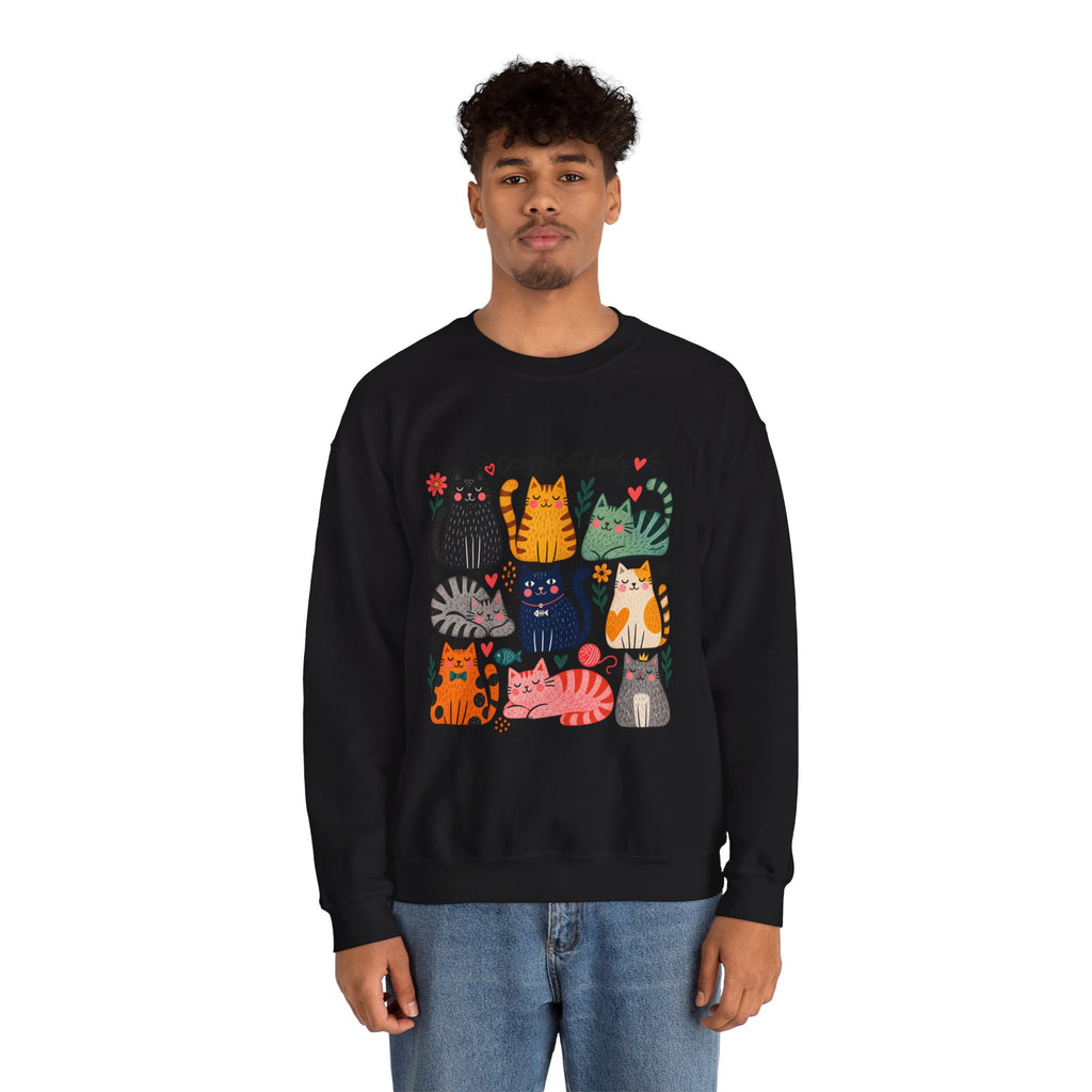 Cat Lady Sweatshirt — Cute Colorful Cats Crewneck for Cat Lovers