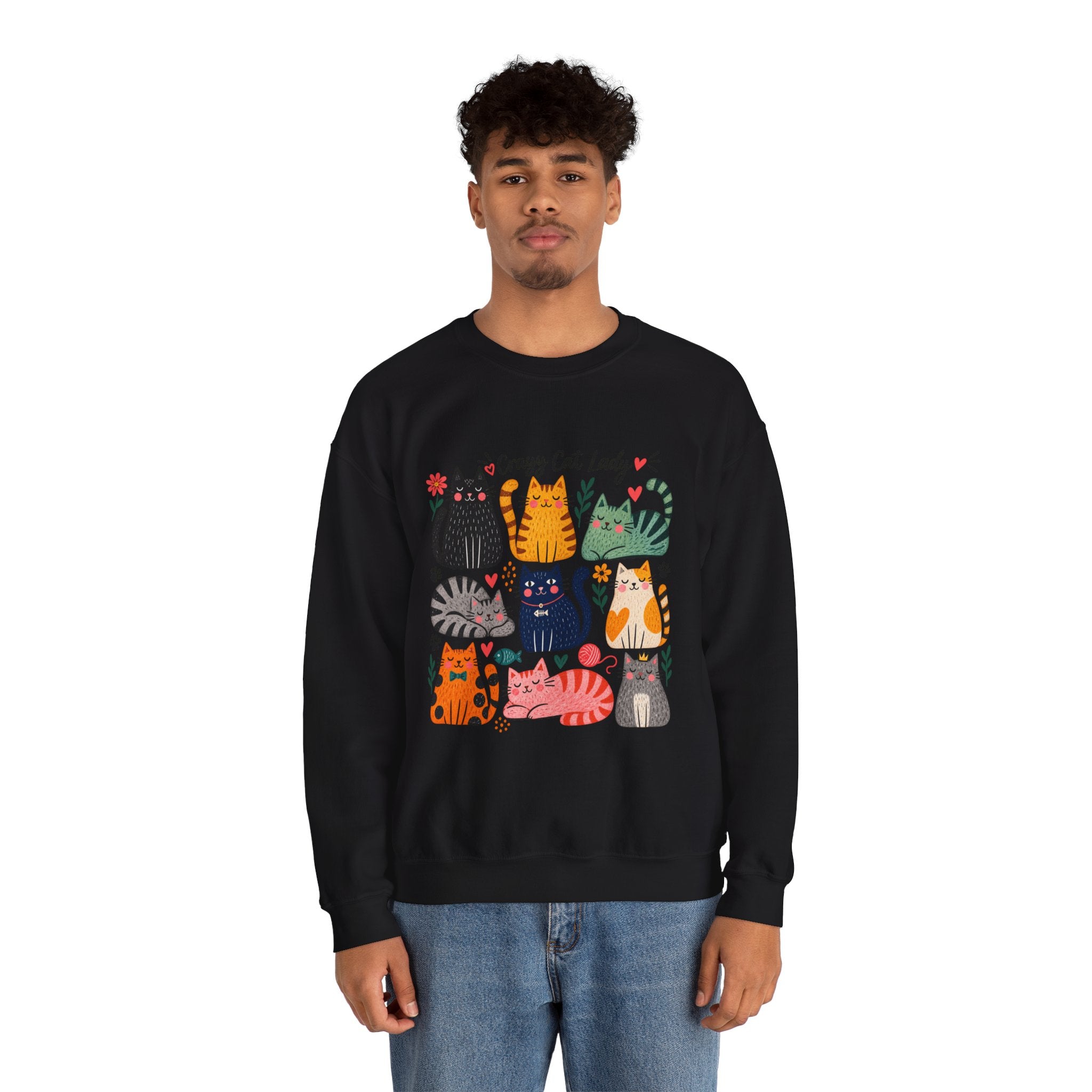 Cat Lady Sweatshirt — Cute Colorful Cats Crewneck for Cat Lovers