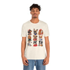 Cute Dog Portraits Tee — Vintage Paw Print Graphic T‑Shirt