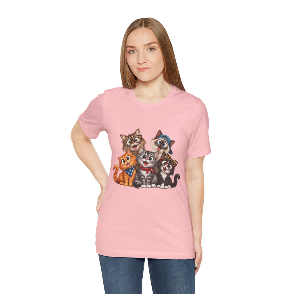 Cute Group of Kittens T-Shirt — Cartoon Cat Family Tee