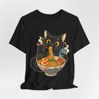Black Cat Ramen T-Shirt — Cute Kitty Eating Ramen Graphic Tee