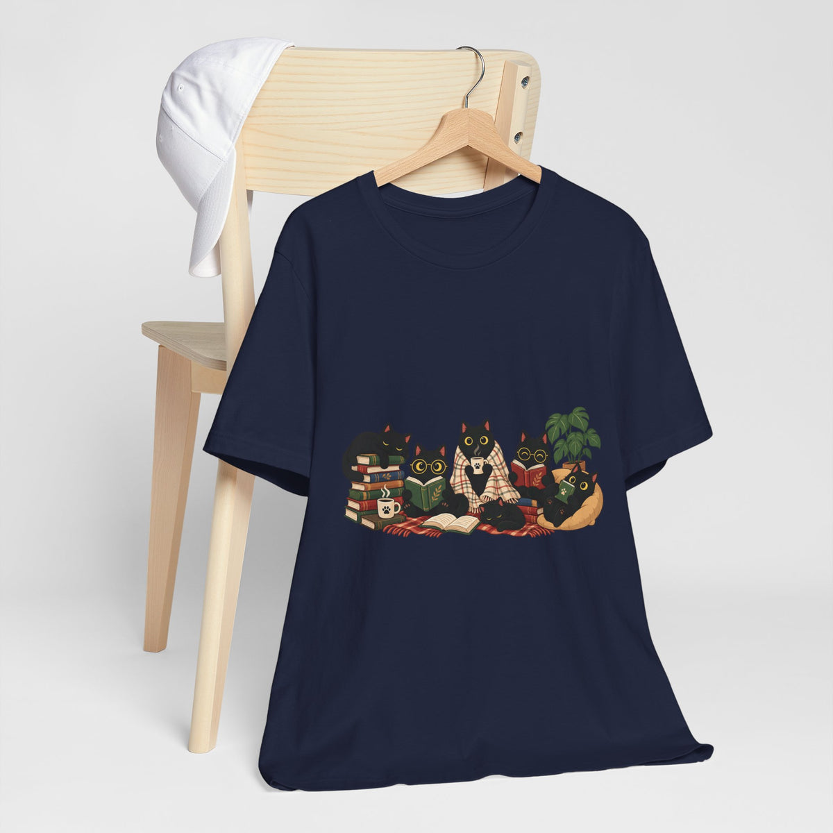 Cat Cozy Crew Tee — Cozy Cats on Blankets Graphic T-Shirt