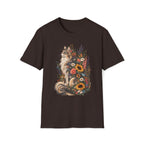 Floral Cat T-Shirt — Sunflower & Wildflower Cat Illustration Tee