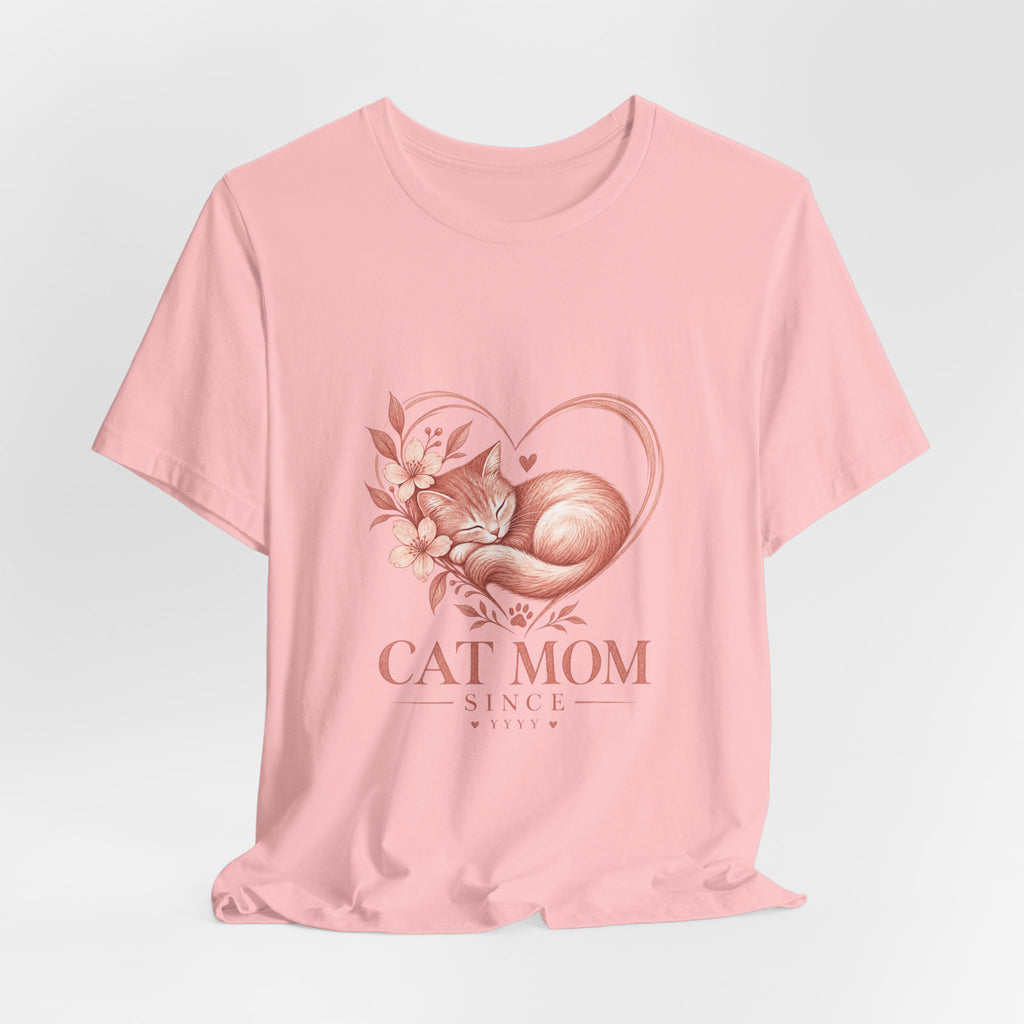 Cat Mom Tee — Floral Heart Cat Mom Since Tee