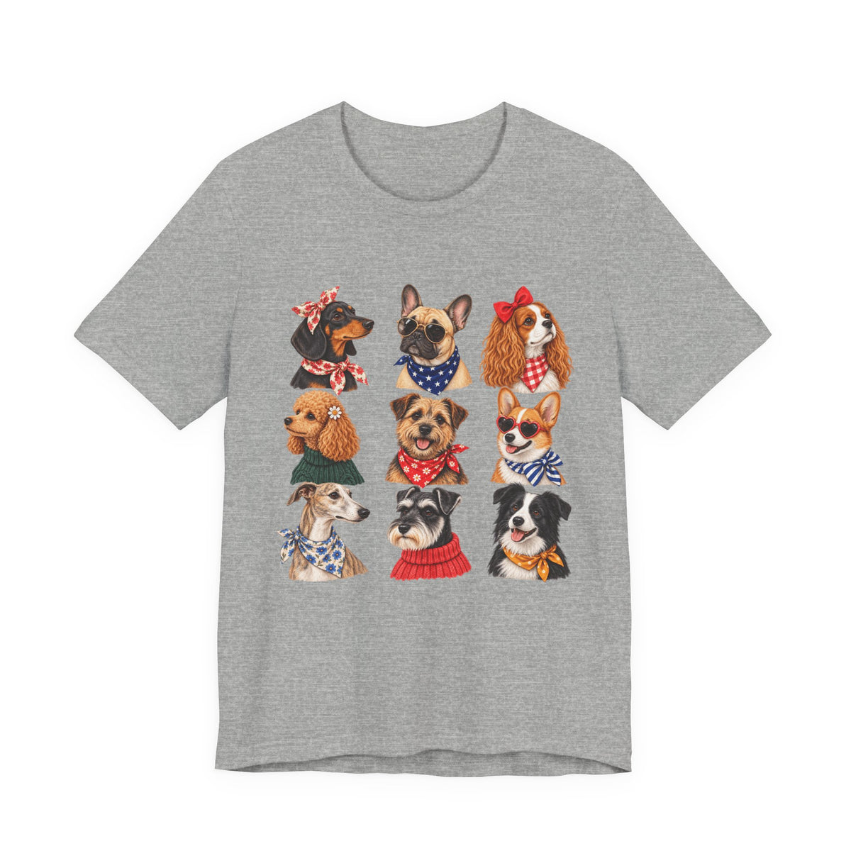 Cute Dog Portraits Tee — Vintage Paw Print Graphic T‑Shirt