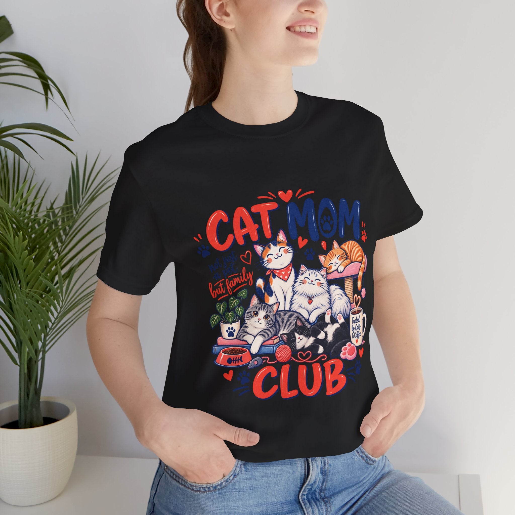 Cat Mom Club T-Shirt — Cute Illustrated Cats Graphic Tee for Cat Lovers