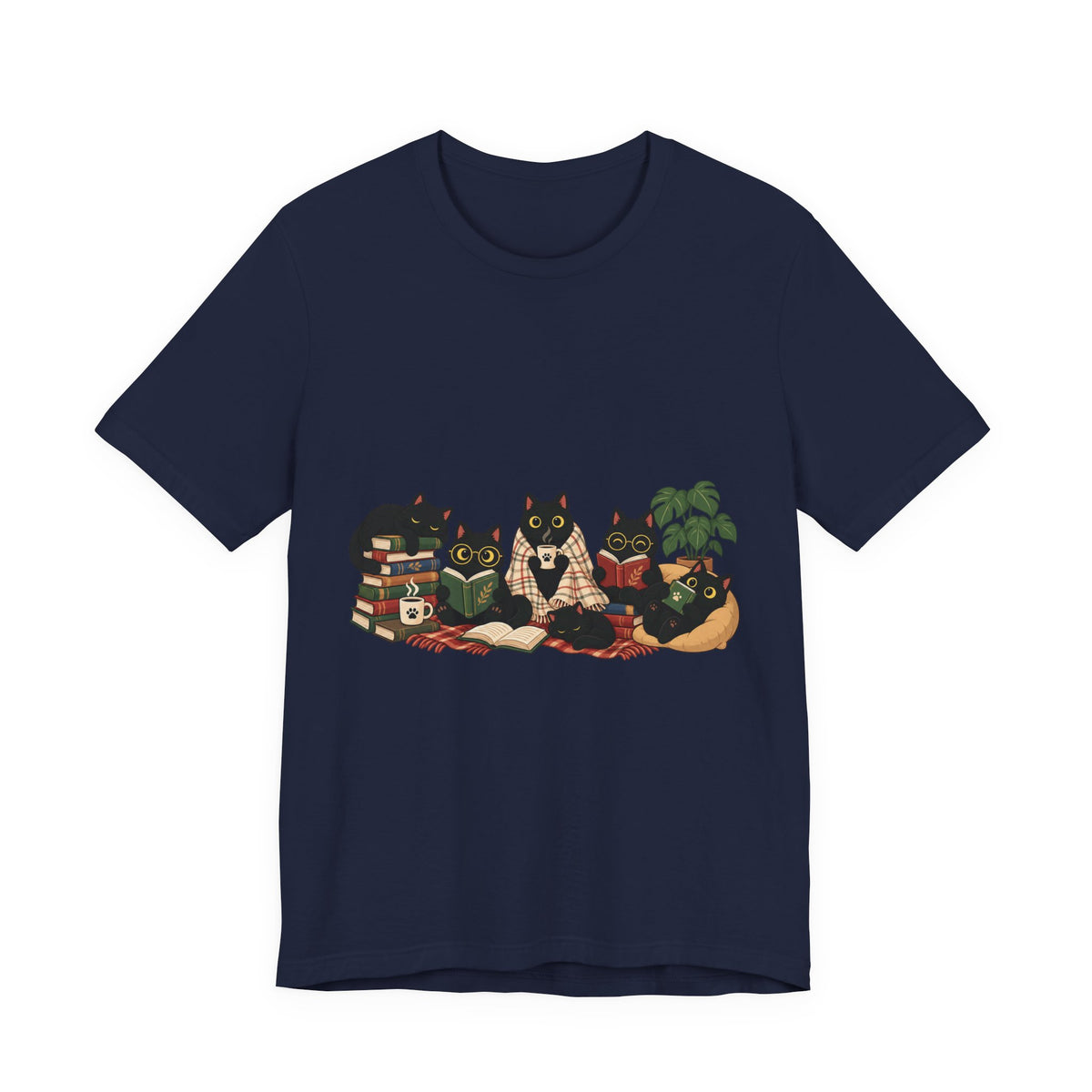 Cat Cozy Crew Tee — Cozy Cats on Blankets Graphic T-Shirt