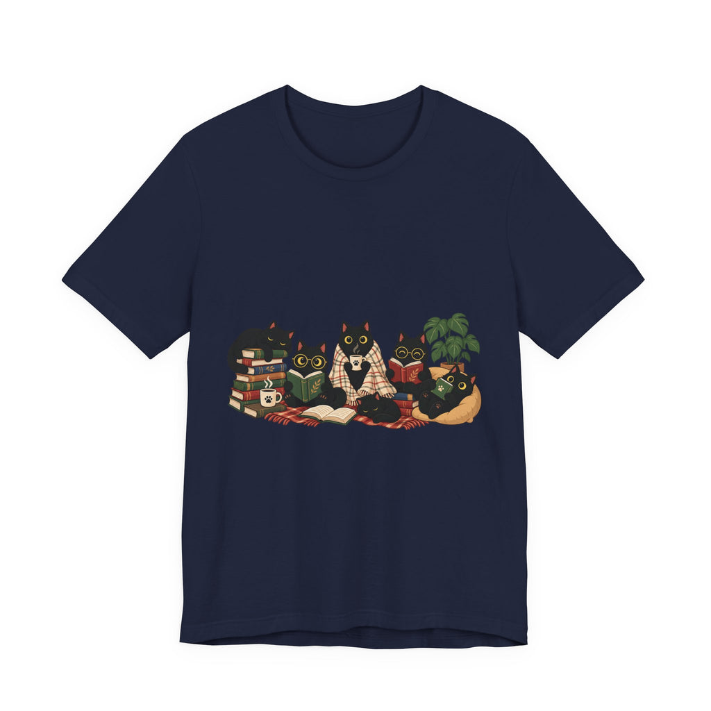 Cat Cozy Crew Tee — Cozy Cats on Blankets Graphic T-Shirt