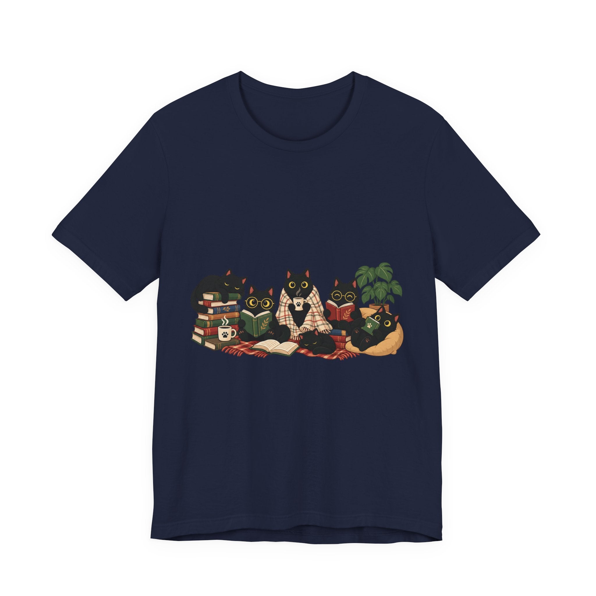 Cat Cozy Crew Tee — Cozy Cats on Blankets Graphic T-Shirt
