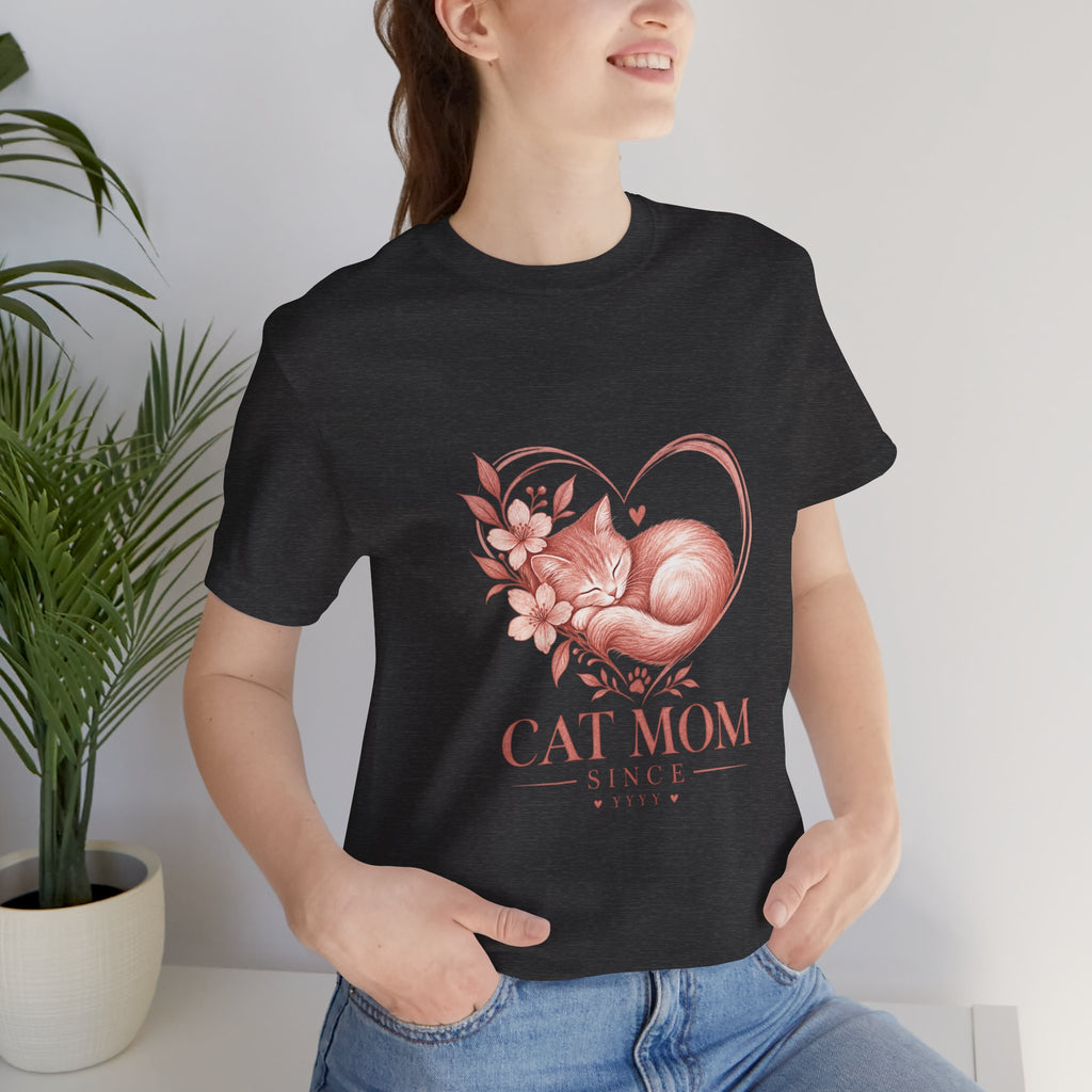 Cat Mom Tee — Floral Heart Cat Mom Since Tee