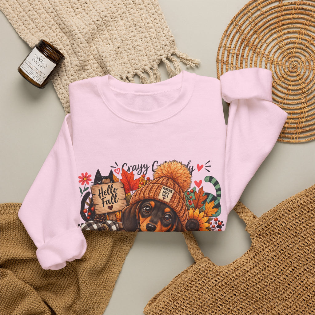 Fall Dachshund Sweatshirt – Cozy Pumpkin Patch Dog Crewneck (Hello Fall)