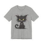 Grumpy Black Cat T‑Shirt — Cute Gothic Cat Tee with Yellow Eyes