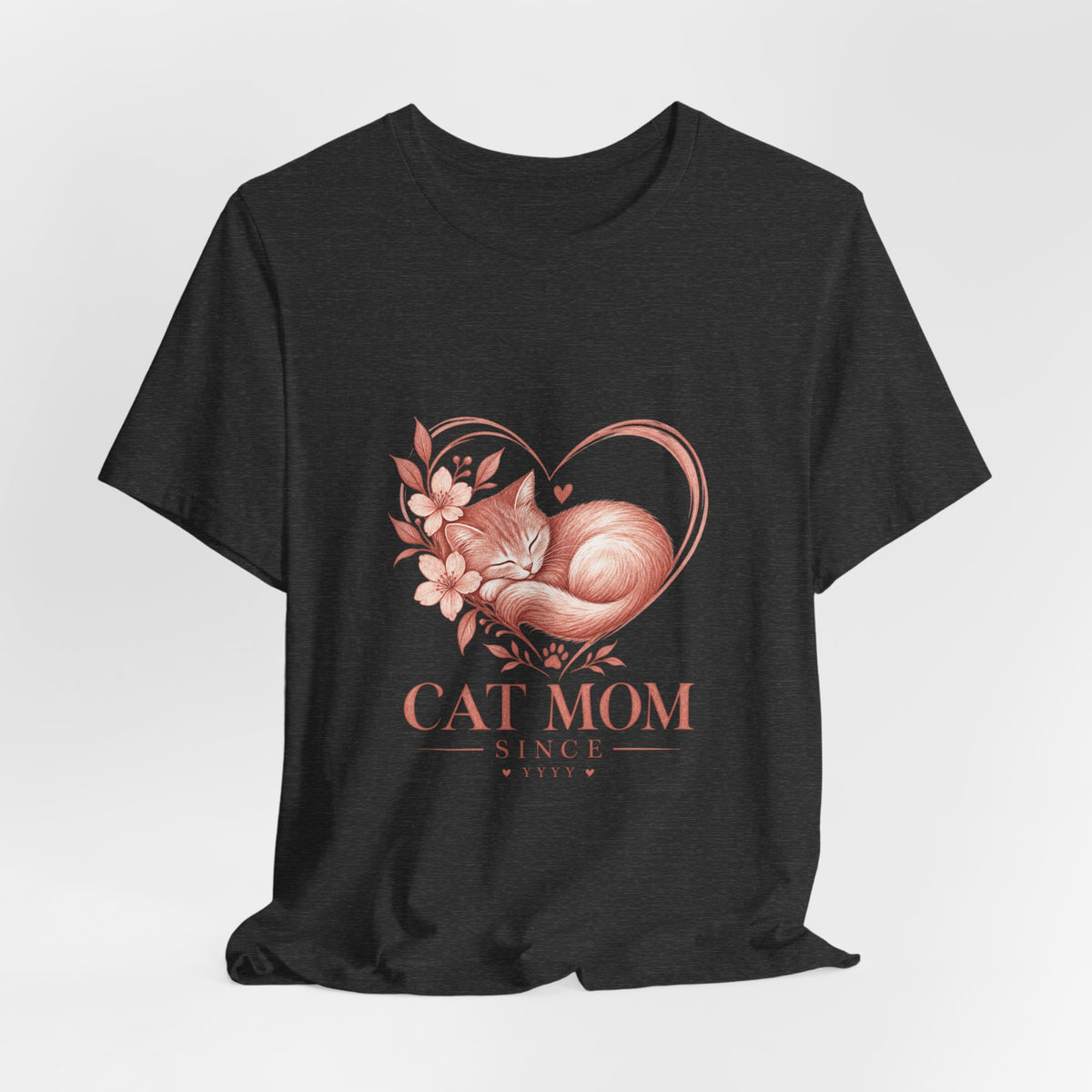Cat Mom Tee — Floral Heart Cat Mom Since Tee