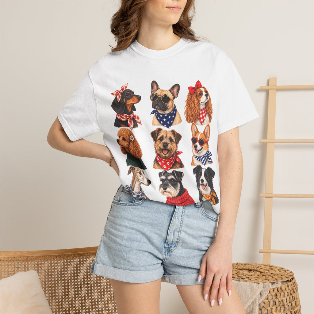 Dog Portraits T-Shirt — Vintage Bandana Puppy Faces Tee
