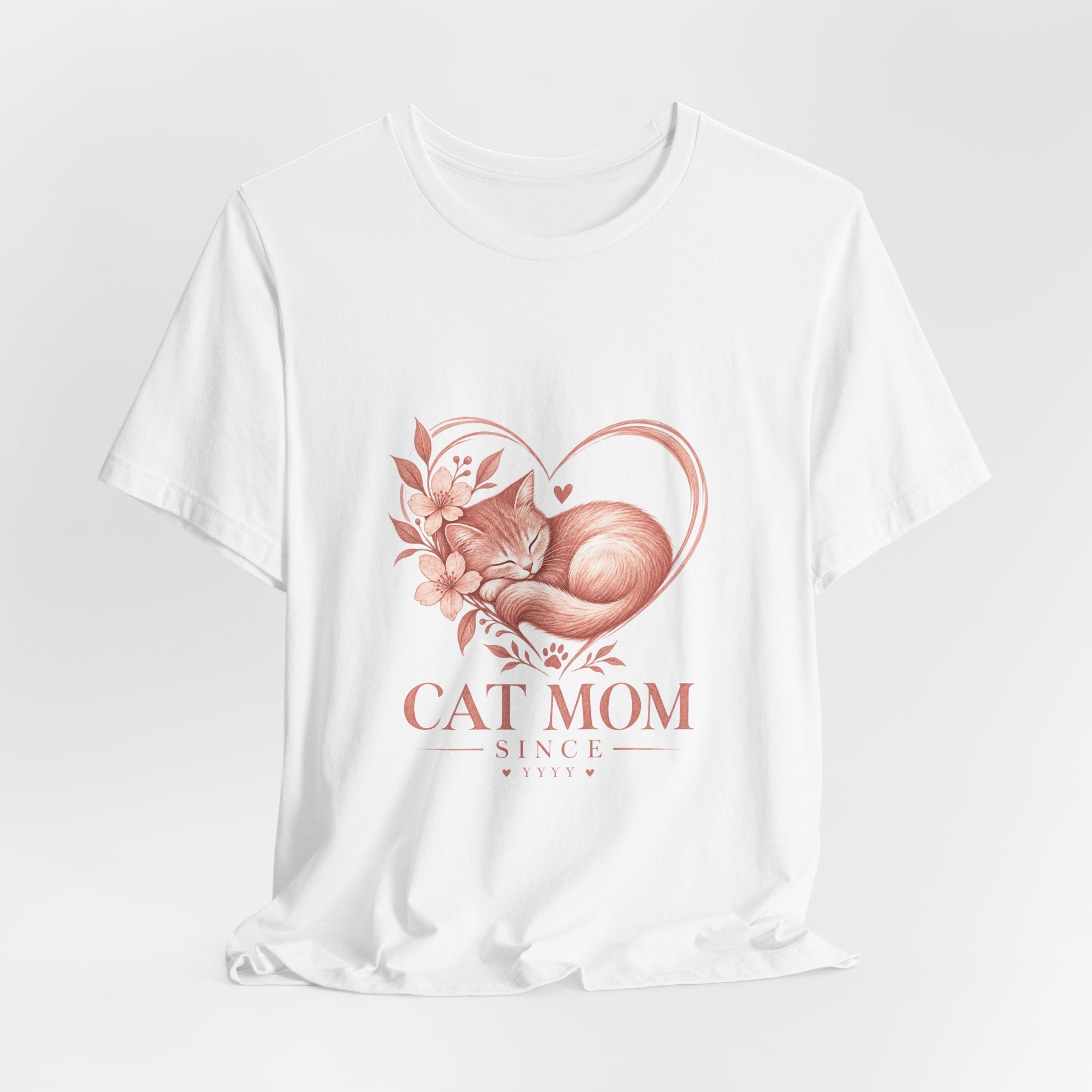 Cat Mom Tee — Floral Heart Cat Mom Since Tee