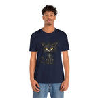 Grumpy Black Cat T‑Shirt — Cute Gothic Cat Tee with Yellow Eyes