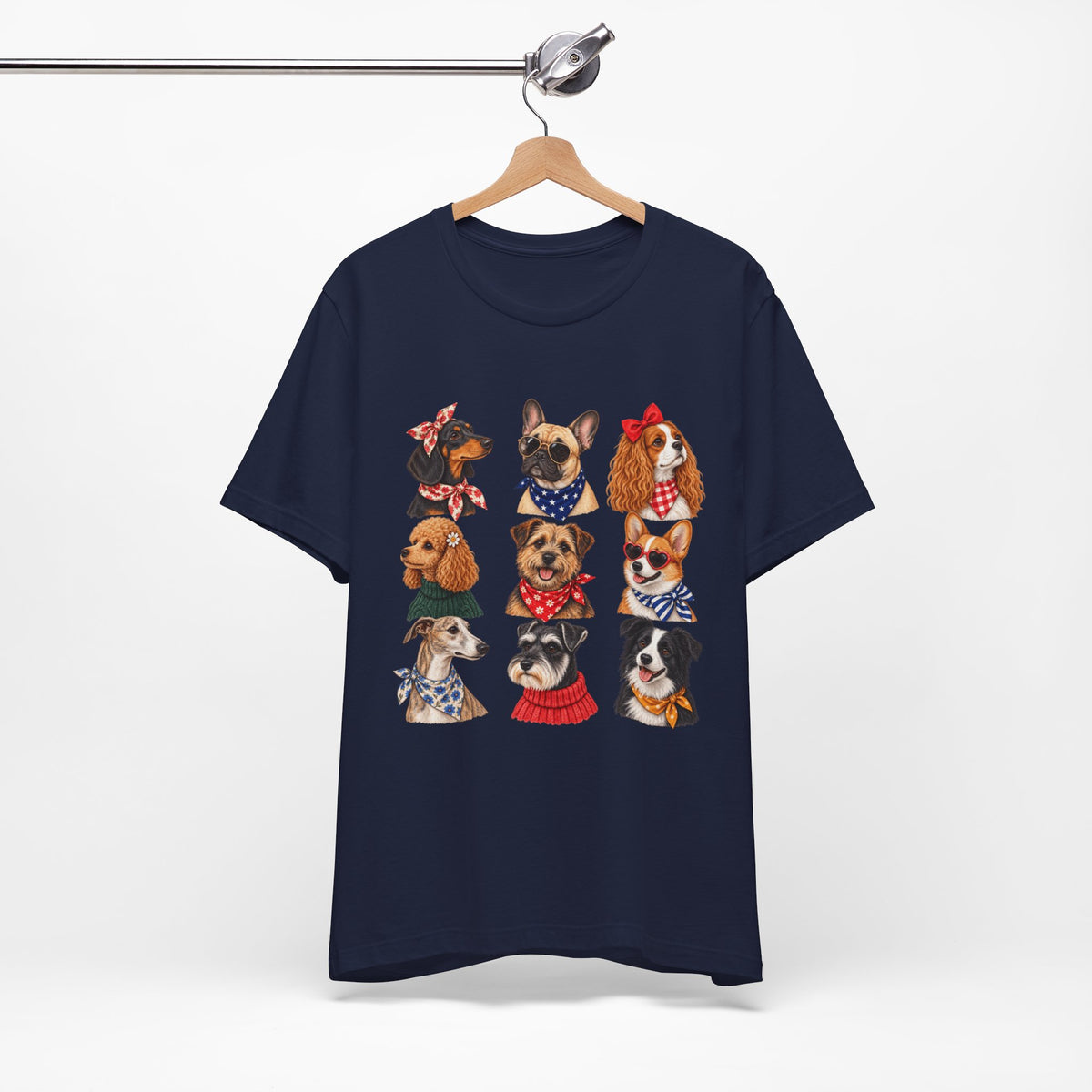 Cute Dog Portraits Tee — Vintage Paw Print Graphic T‑Shirt