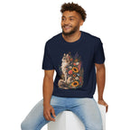 Floral Cat T-Shirt — Sunflower & Wildflower Cat Illustration Tee