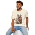 Floral Cat T-Shirt — Sunflower & Wildflower Cat Illustration Tee