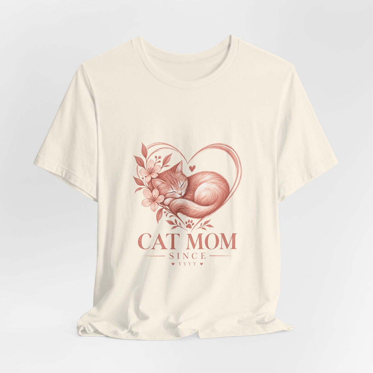 Cat Mom Tee — Floral Heart Cat Mom Since Tee