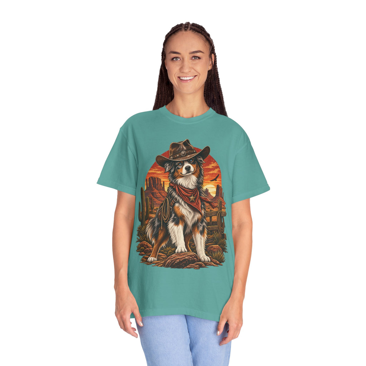 Cowboy Australian Shepherd T-Shirt — Western Dog Graphic Tee