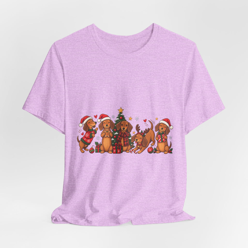Christmas Dachshund Dogs T-Shirt — Festive Santa Hats & Tree Holiday Tee