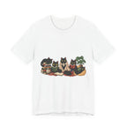Cat Cozy Crew Tee — Cozy Cats on Blankets Graphic T-Shirt