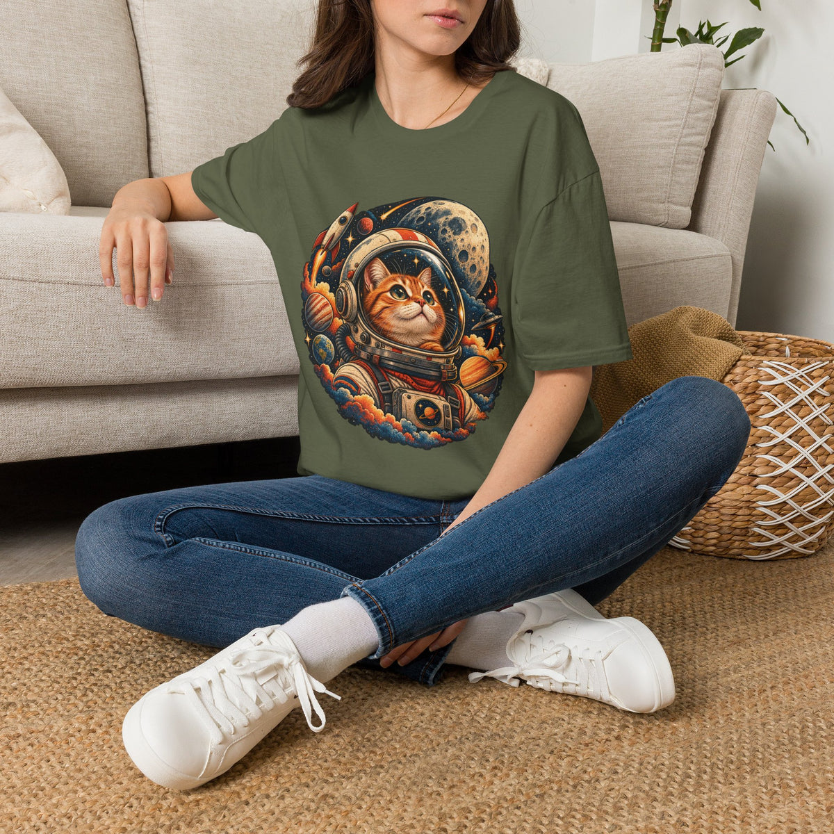 Astronaut Cat T-Shirt — Space Cat Graphic Tee for Cat Lovers
