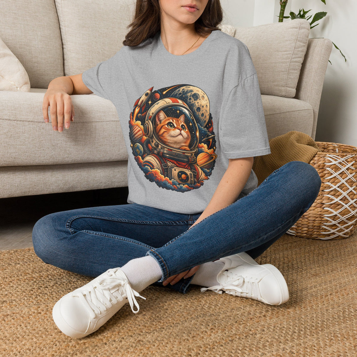 Astronaut Cat T-Shirt — Space Cat Graphic Tee for Cat Lovers