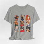 Cute Dog Portraits Tee — Vintage Paw Print Graphic T‑Shirt
