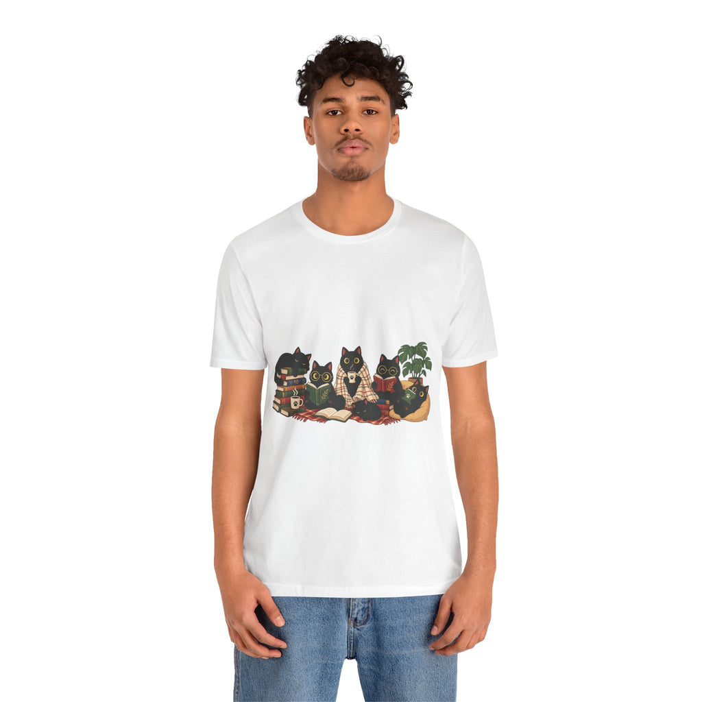 Cat Cozy Crew Tee — Cozy Cats on Blankets Graphic T-Shirt