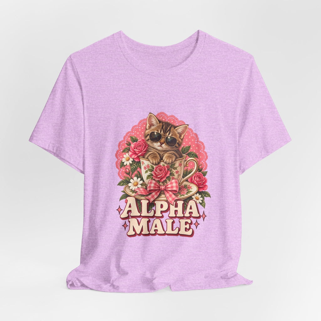 Alpha Male Cat Tee — Retro Floral Cat Graphic T-Shirt