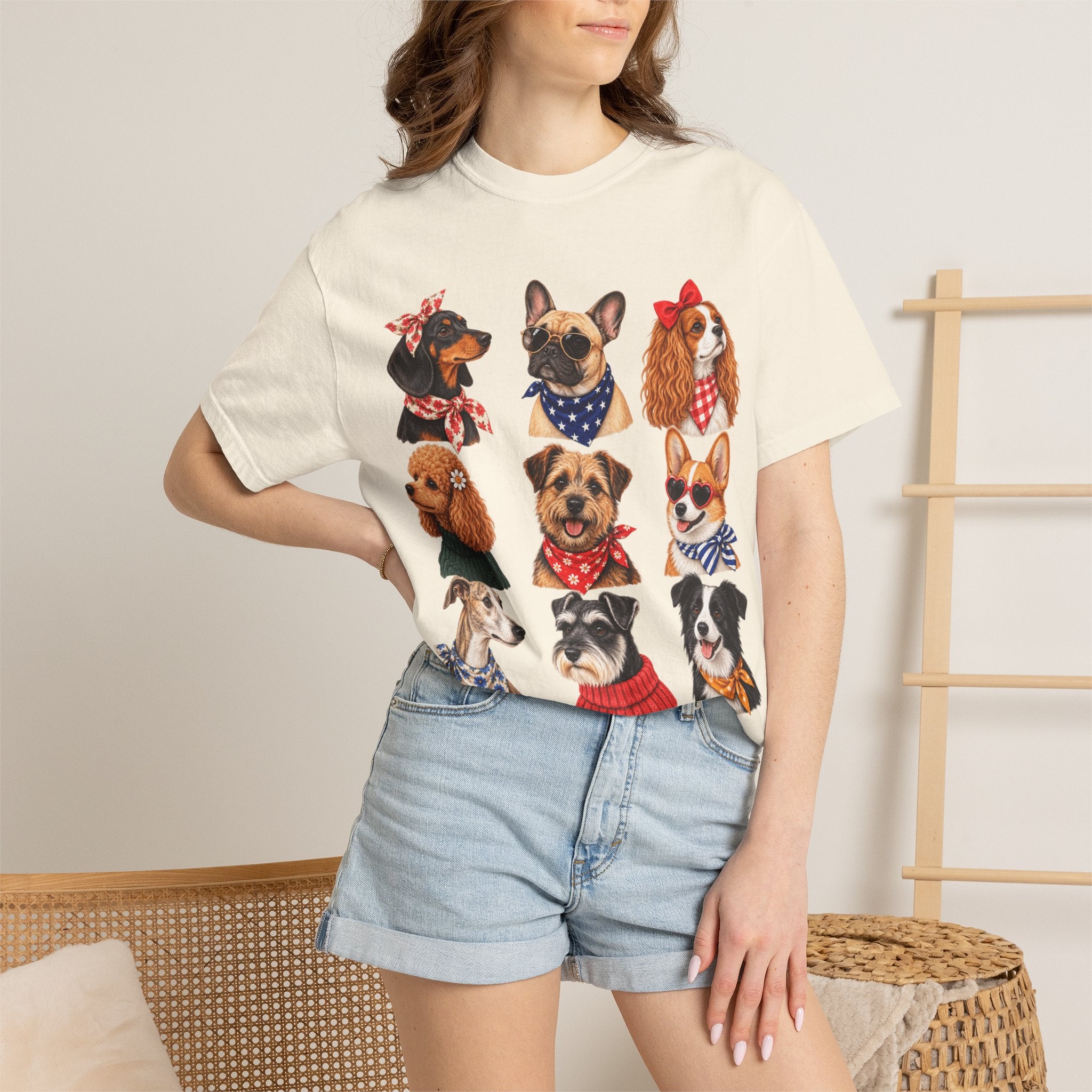 Dog Portraits T-Shirt — Vintage Bandana Puppy Faces Tee