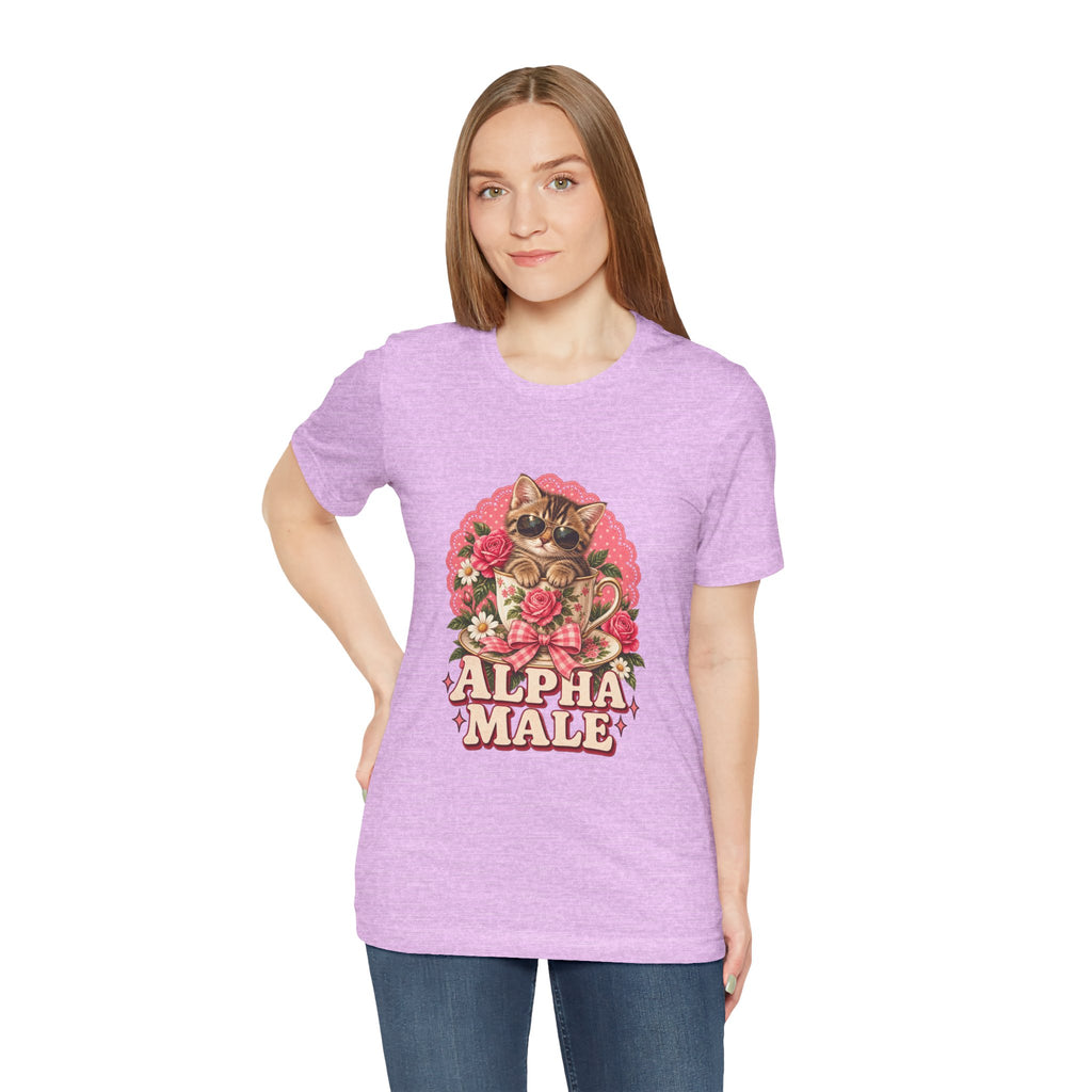 Alpha Male Cat Tee — Retro Floral Cat Graphic T-Shirt